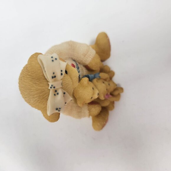 1998 Cherished Teddies 302988 Bear with Bow Holding Three Bears Figurine "If a M - Picture 9 of 12